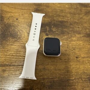 Apple Silver Smartwatch Case with White Silicone Band